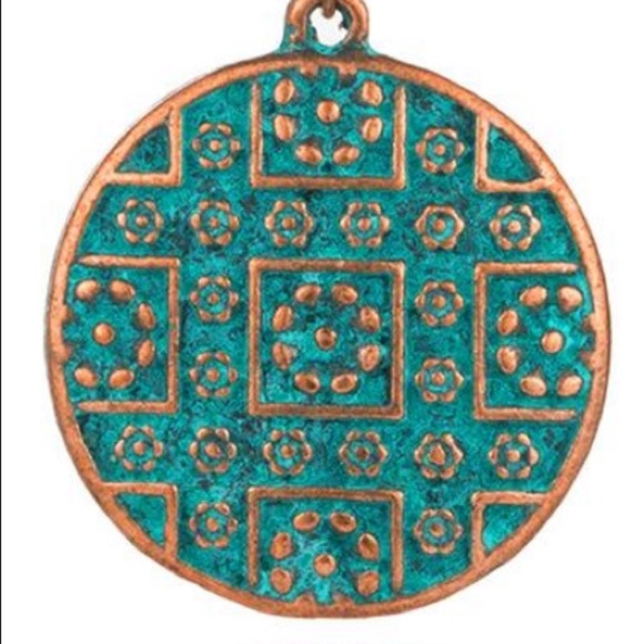 Bohemian Rustic Weathered Round Drop Earrings - Picture 2 of 4